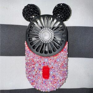 Beaded Handheld Fan with Black Ears
